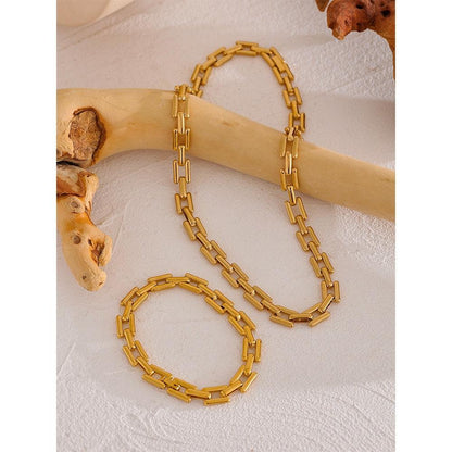 Colar e Pulseira Modelo Quadrado - Ouro18k - LillaBelle