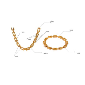 Colar e Pulseira Modelo Quadrado - Ouro18k - LillaBelle