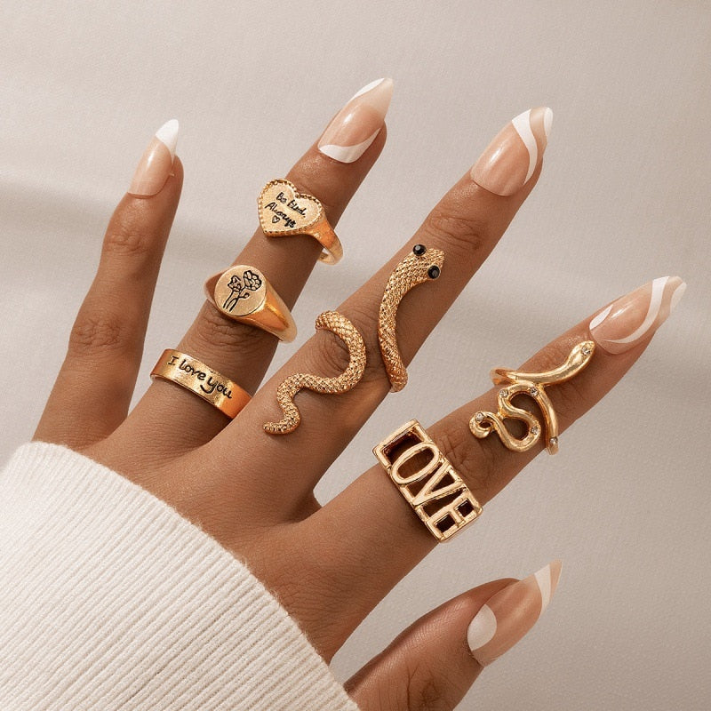 Coleção Snake rings - 5-6 Peças