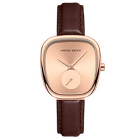 MARROM FUNDO ROSE - PULSEIRA EM COURO