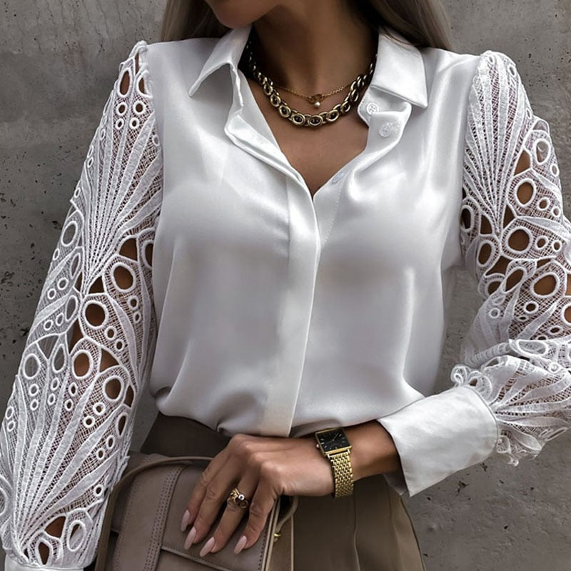 Camisa com manga longa em Renda Barbara - LillaBelle